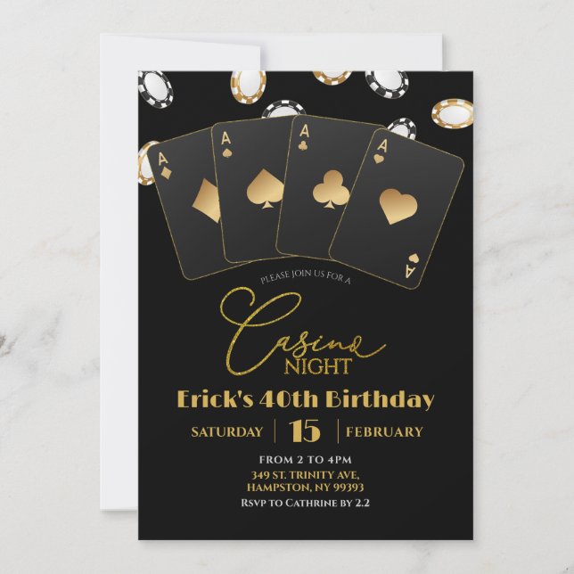 Poker Card Casino Night 40th 50th Adult Birthday (Front)