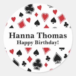 Poker Card Game Casino Birthday Classic Round Sticker