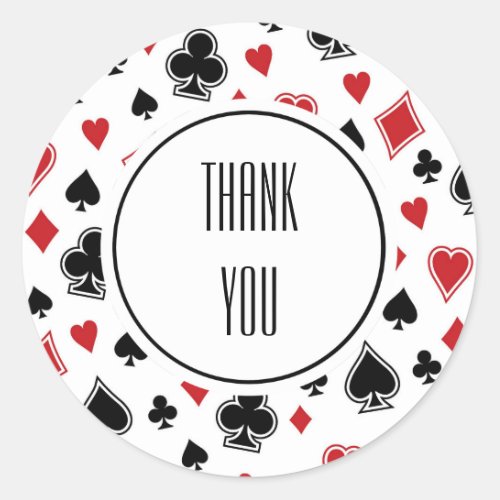 Poker Card Game Casino Thank You Classic Round Sticker