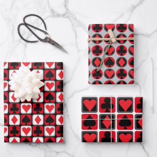 Poker Card Suit Party Gift Wrapping Paper Set