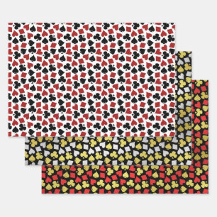 Poker Card Suits Las Vegas Casino Gambler Patterns Wrapping Paper Sheets