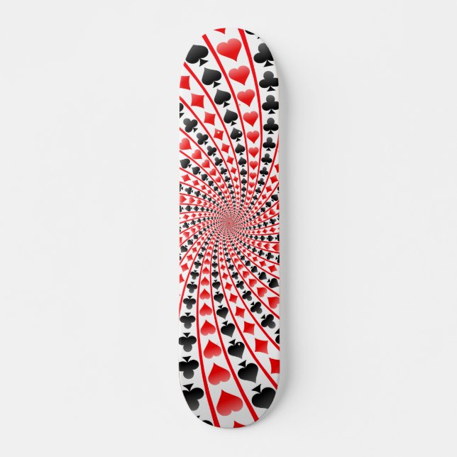 Poker Card Suits Spiral: Skateboard Deck (Front)