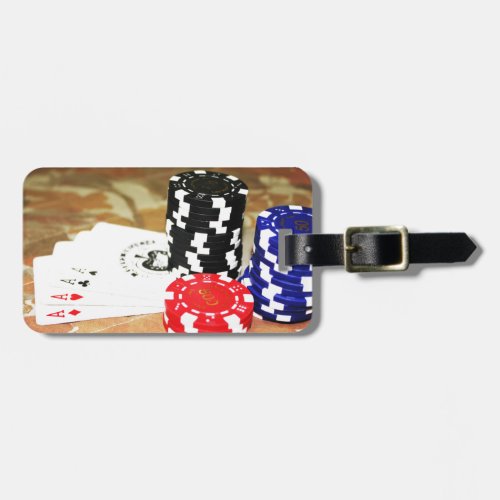 Poker Cards Aces Chips Gambling Casino Win Game Luggage Tag