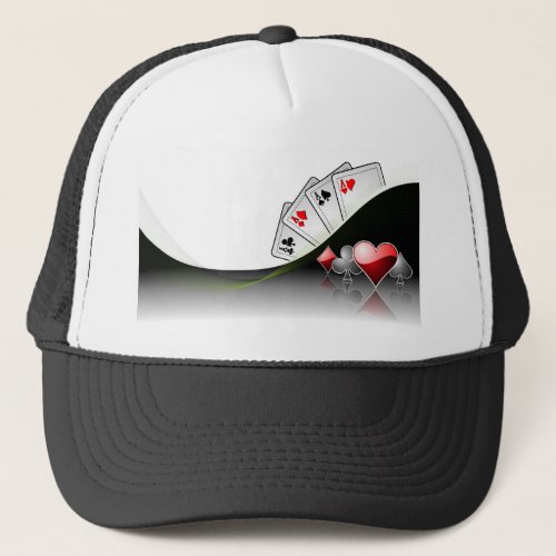 Poker cards and casino symbols trucker hat