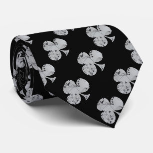 Poker Cards Clubs In A CLUBS Shape, Neck Tie