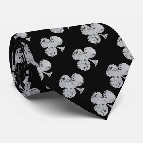 Poker Cards Clubs In A CLUBS Shape Neck Tie