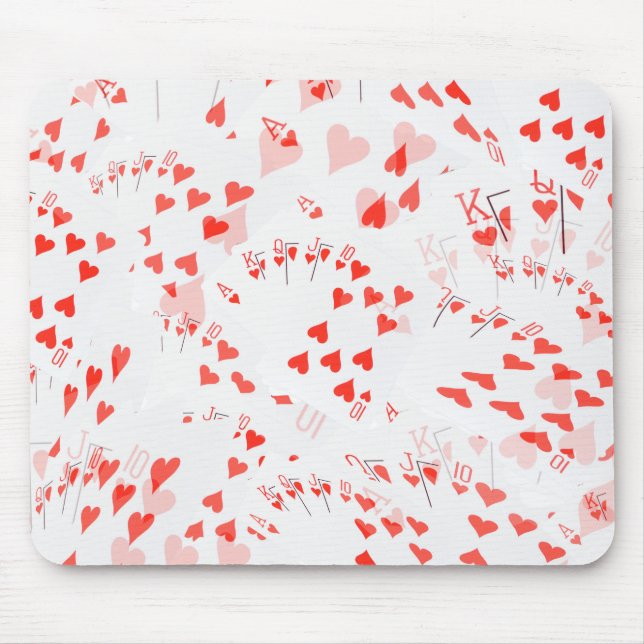 Poker Cards Hearts Straight Flush Pattern, Mouse Pad (Front)