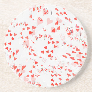 Poker Cards Hearts Straight Flush Pattern, Sandstone Coaster