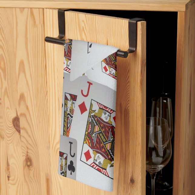 Poker Cards Jacks Layered, Kitchen Towel (Thirds Fold)