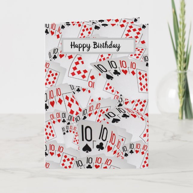 Poker Cards Number Tens Layered Birthday Card, (Front)