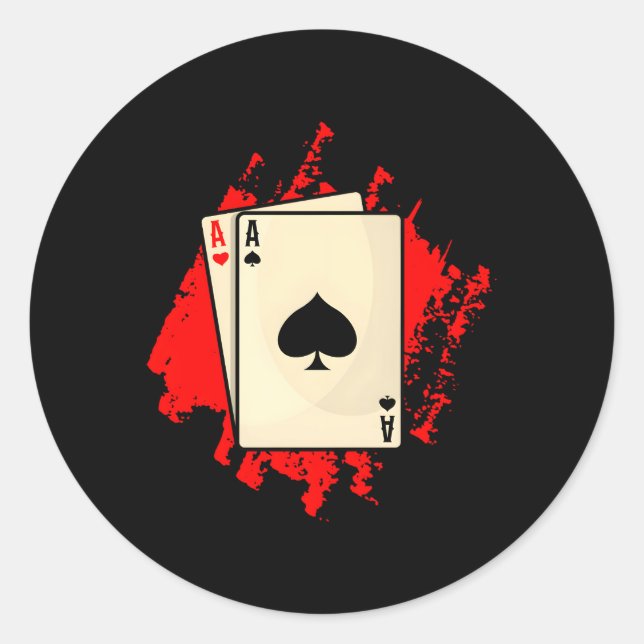 Poker Cards Pocket Rocket Poker Poker Player Classic Round Sticker (Front)