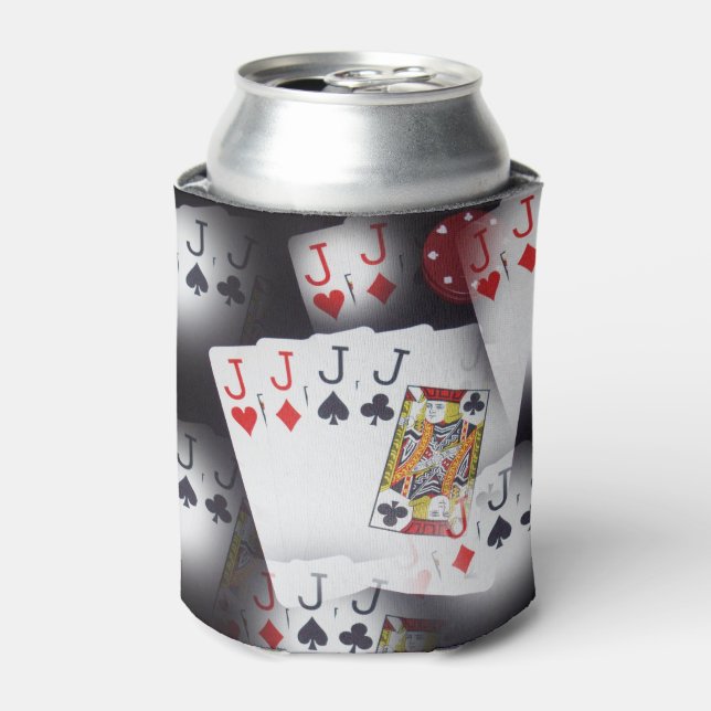 Poker Cards Quad Jacks Pattern, Can Cooler (Can Front)