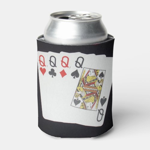 Poker Cards Quad Queens Can Cooler