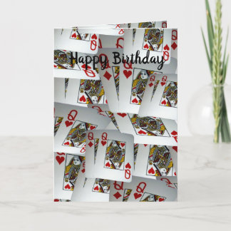Poker Cards Queens Design Birthday Card,