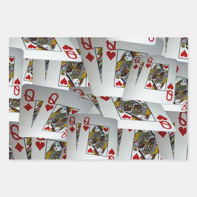 Poker Cards Queens, Gift Wrap Sheets, (Front)