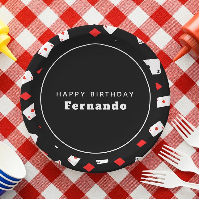 Poker Cards & Red Diamond Casino Birthday Paper Plates (Creator Uploaded)