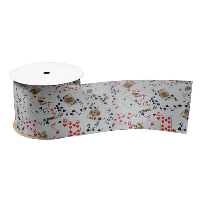Poker Cards Scattered, Satin Ribbon (Spool)