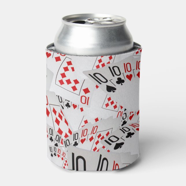 Poker Cards Scattered Tens, Can Cooler (Can Front)