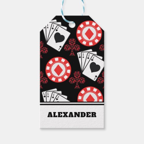 Poker Cards Spades and Crosses Game Black and Red  Gift Tags