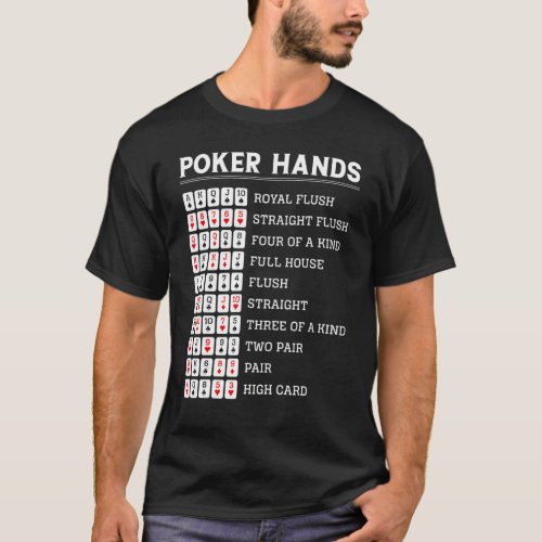 Poker Cards Vintage Poker Hands Royal Flush Straig T_Shirt