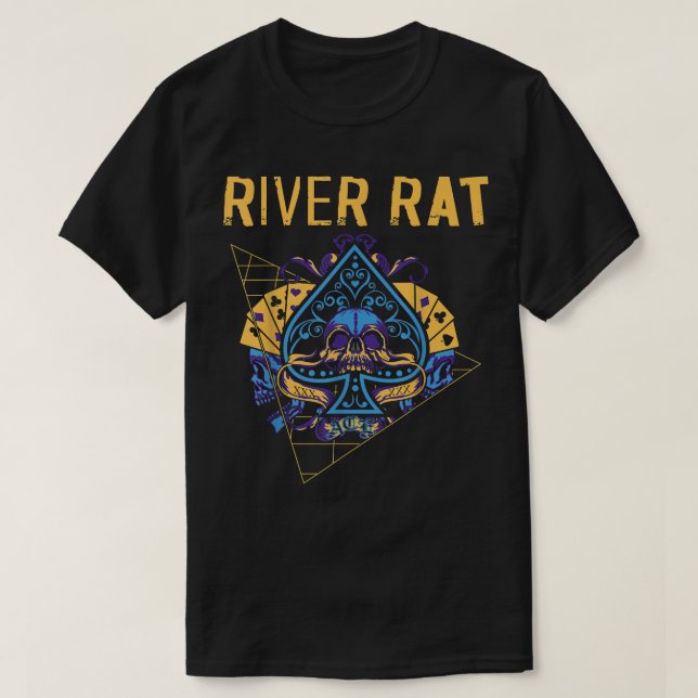 Poker Cards Vintage Spade River Rat  T-Shirt (Design Front)