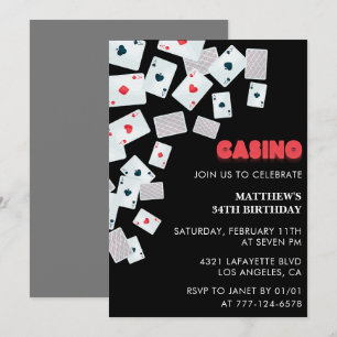 Poker Casino Playing card 34th birthday invitation