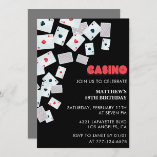 Poker Casino Playing card 58th birthday invitation