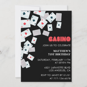 Poker Casino Playing card 71st birthday invitation