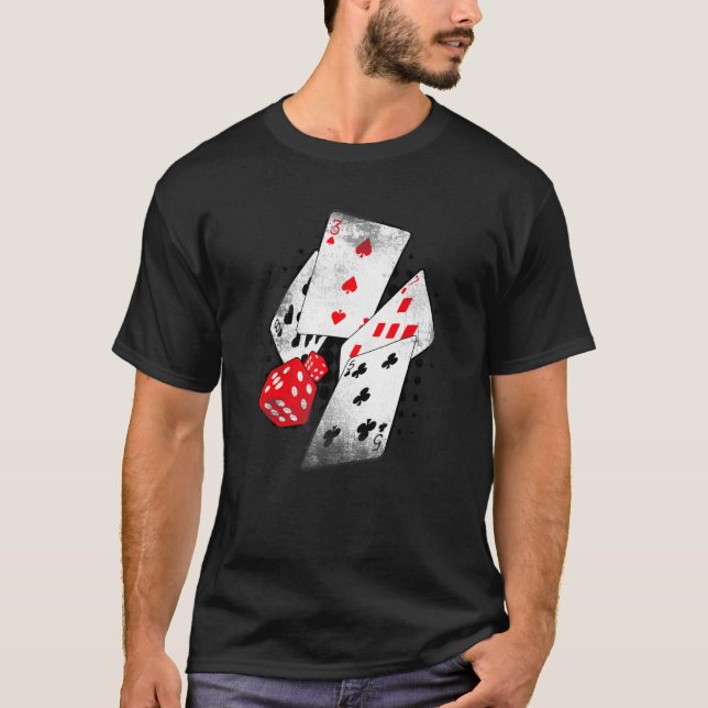 Poker Casino Playing Cards Dice 8375 BETS Winner H T-Shirt (Front)