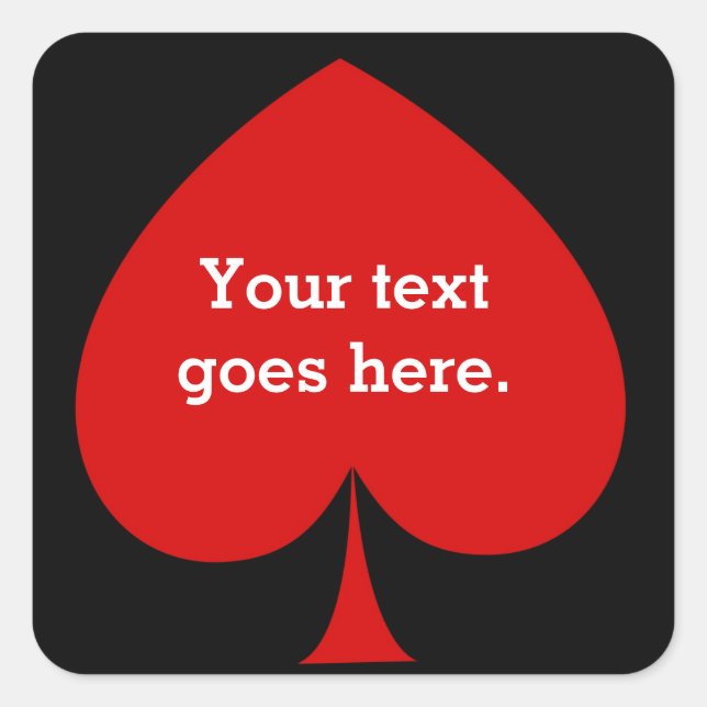 Poker casino spade party favor sticker (Front)