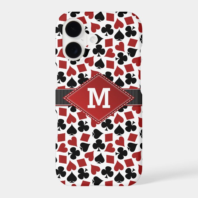 Poker Casino Suit Pattern Monogram Iphone Case (Back)