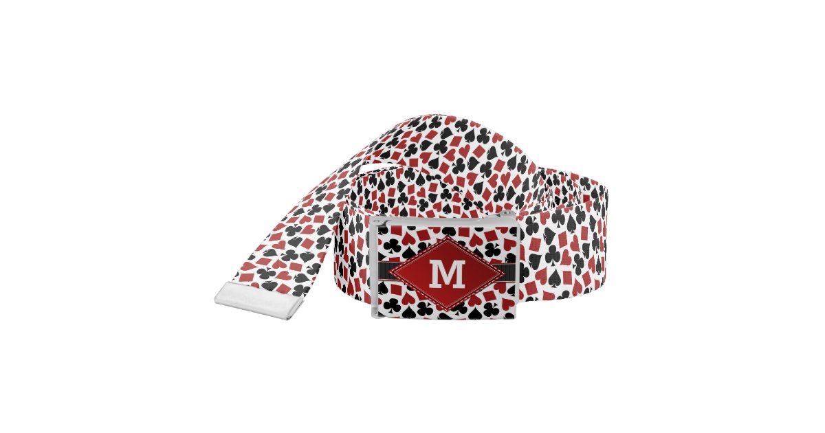 Poker Casino Suit Pattern Monogram V1 Belt Zazzle Com