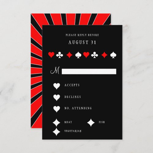 Poker Casino Suits Red and Black Vegas  RSVP Card