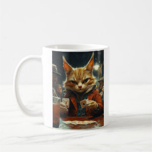 Poker Cat in the Underground Gambling Feline  Coffee Mug