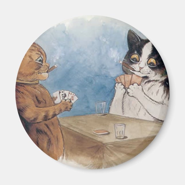 Poker Cats Artwork by Louis Wain Magnet (Front)