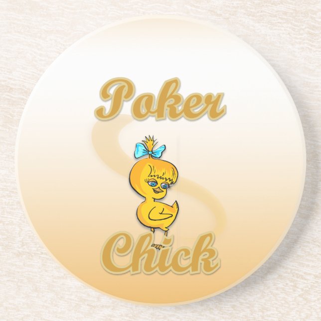 Poker Chick Sandstone Coaster (Front)