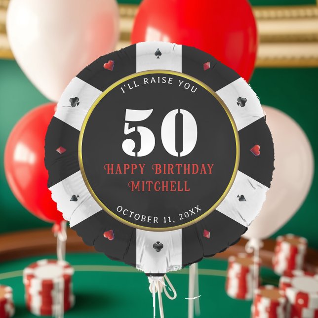 Poker Chip 50th Birthday Party Balloon (Creator Uploaded)