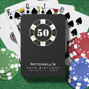 Poker Chip 50th Birthday Party Black Cards