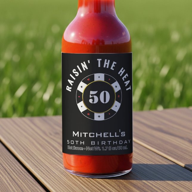 Poker Chip 50th Birthday Party Black Hot Sauces (Poker Chip 50th Birthday Party Raisin' the Heat Black Hot Sauces
)