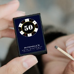 Poker Chip 50th Birthday Party Black Matchboxes<br><div class="desc">Cool,  black,  white,  red and gold 50th birthday party casino poker chip party favor.  Personalize it with your event details.</div>