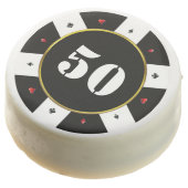 Poker Chip 50th Birthday Party Chocolate Covered Oreo (Angled)