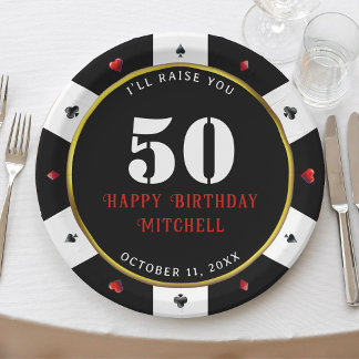 Poker Chip 50th Birthday Party Paper Plates