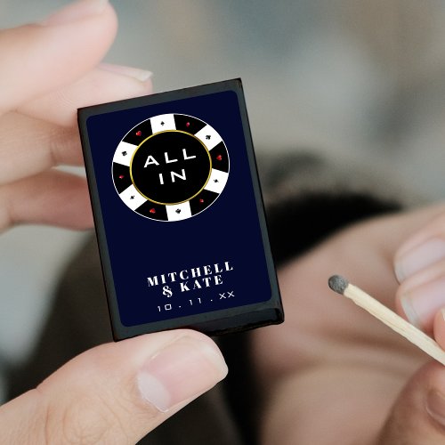 Poker Chip All In Wedding Favor Black Matchboxes