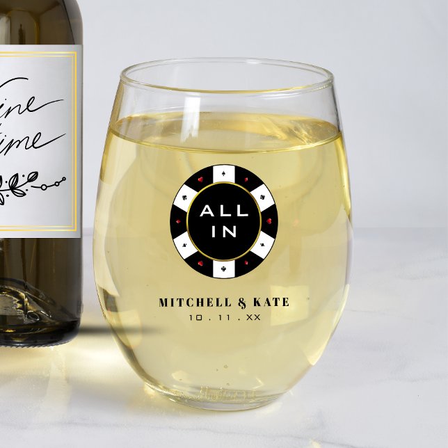 Poker Chip All In Wedding Favor Black Stemless Wine Glass (Poker Chip All In Wedding Favor Black Stemless Wine Glass
)