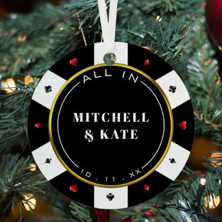 Poker Chip All In Wedding Metal Ornament