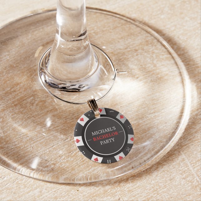 Poker Chip Bachelor Party Las Vegas Night Wine Charm (In Situ)