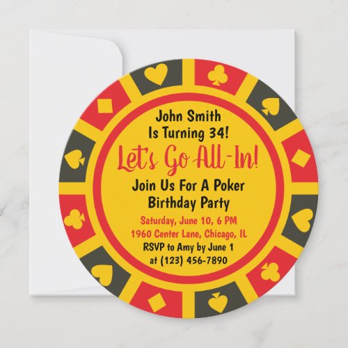 Poker Chip Birthday Party Invitation