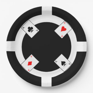 Poker Chip - Black Paper Plates