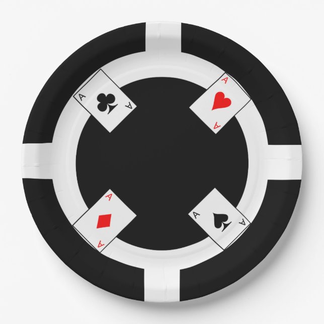 Poker Chip - Black Paper Plates (Front)