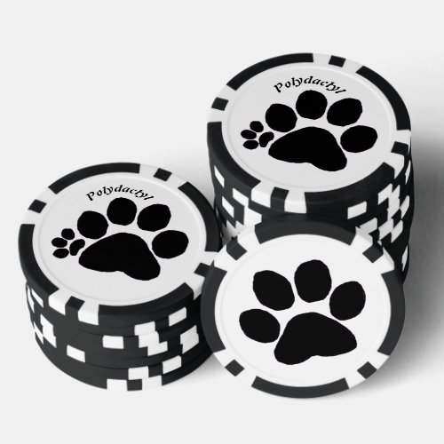 Poker Chip _ Black Polydactyl Paw Print